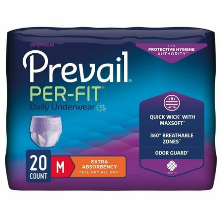 PREVAIL PER-FIT WOMEN Extra Absorbent Underwear, Medium, 20PK PFW-512